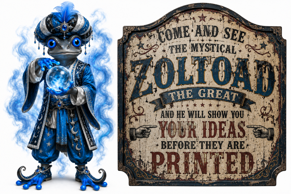 Design fortune teller frog with sign